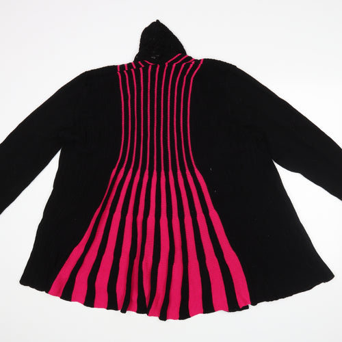 Remel London Womens Black Striped  Wrap Jumper Size XL