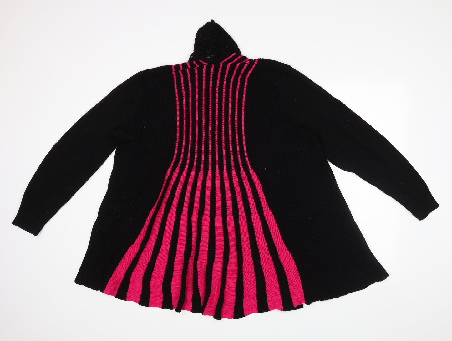 Remel London Womens Black Striped  Wrap Jumper Size XL