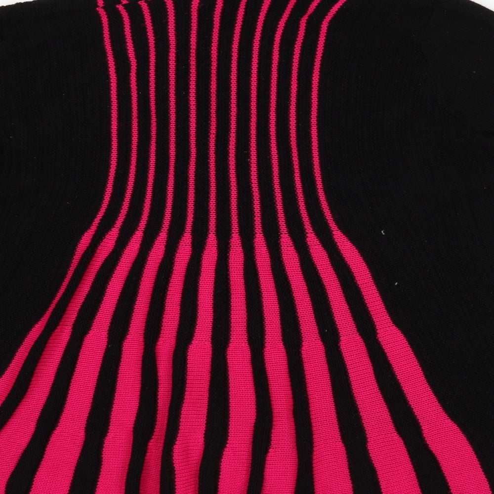 Remel London Womens Black Striped  Wrap Jumper Size XL