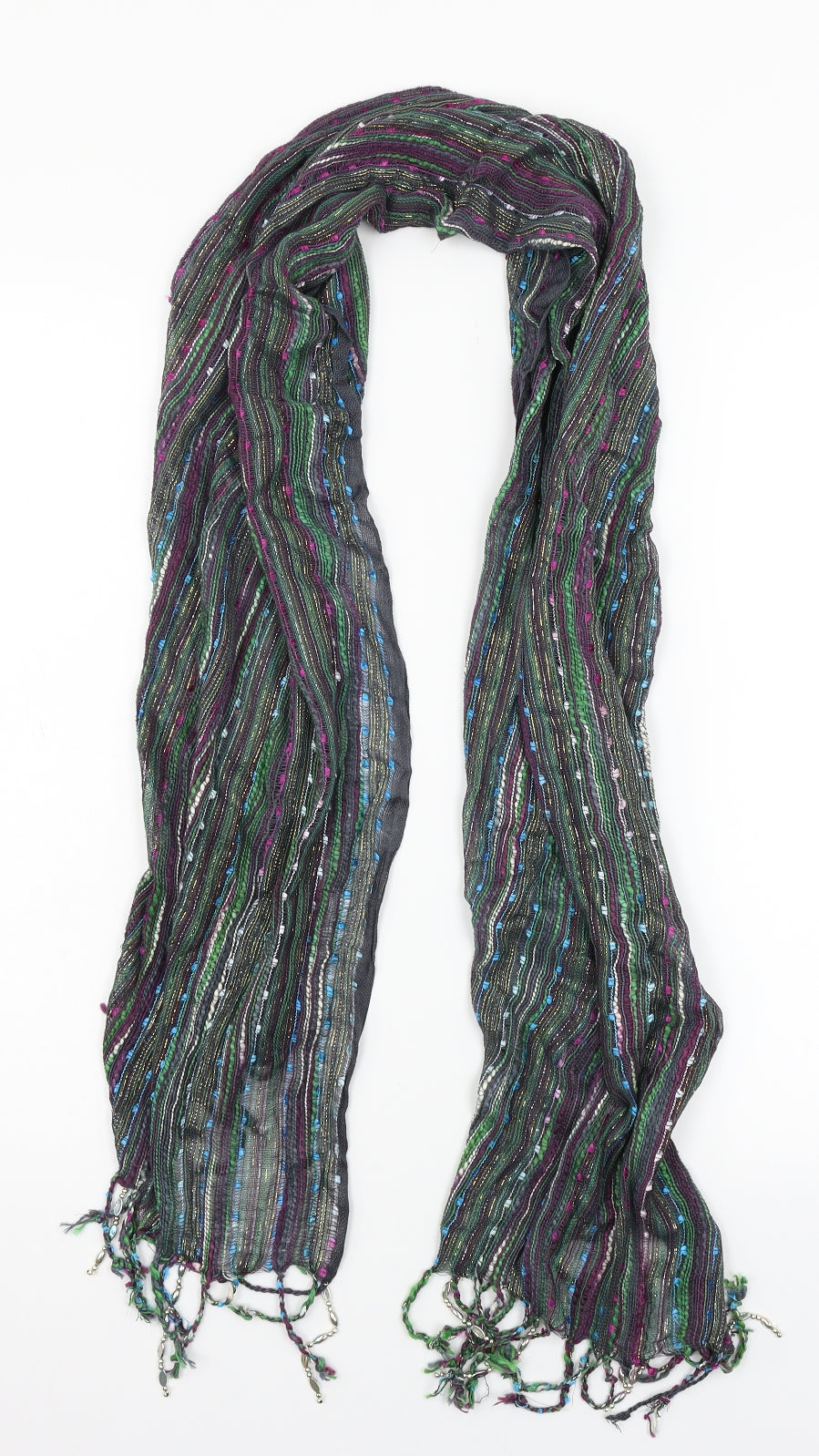 M&Co Womens Green Striped   Scarf