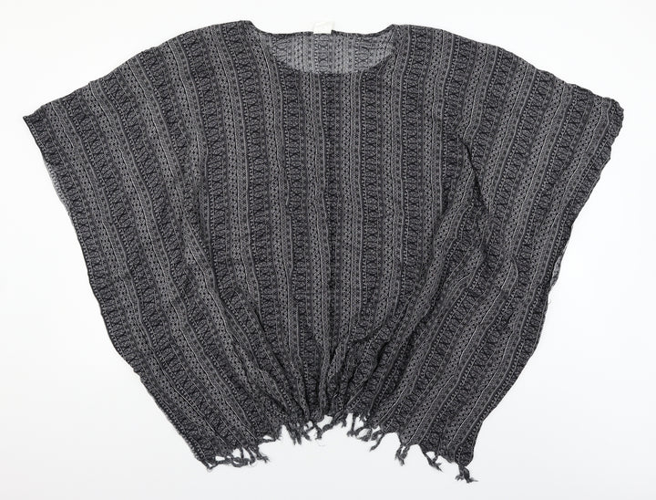 importador Womens Black Fair Isle Poncho One Size