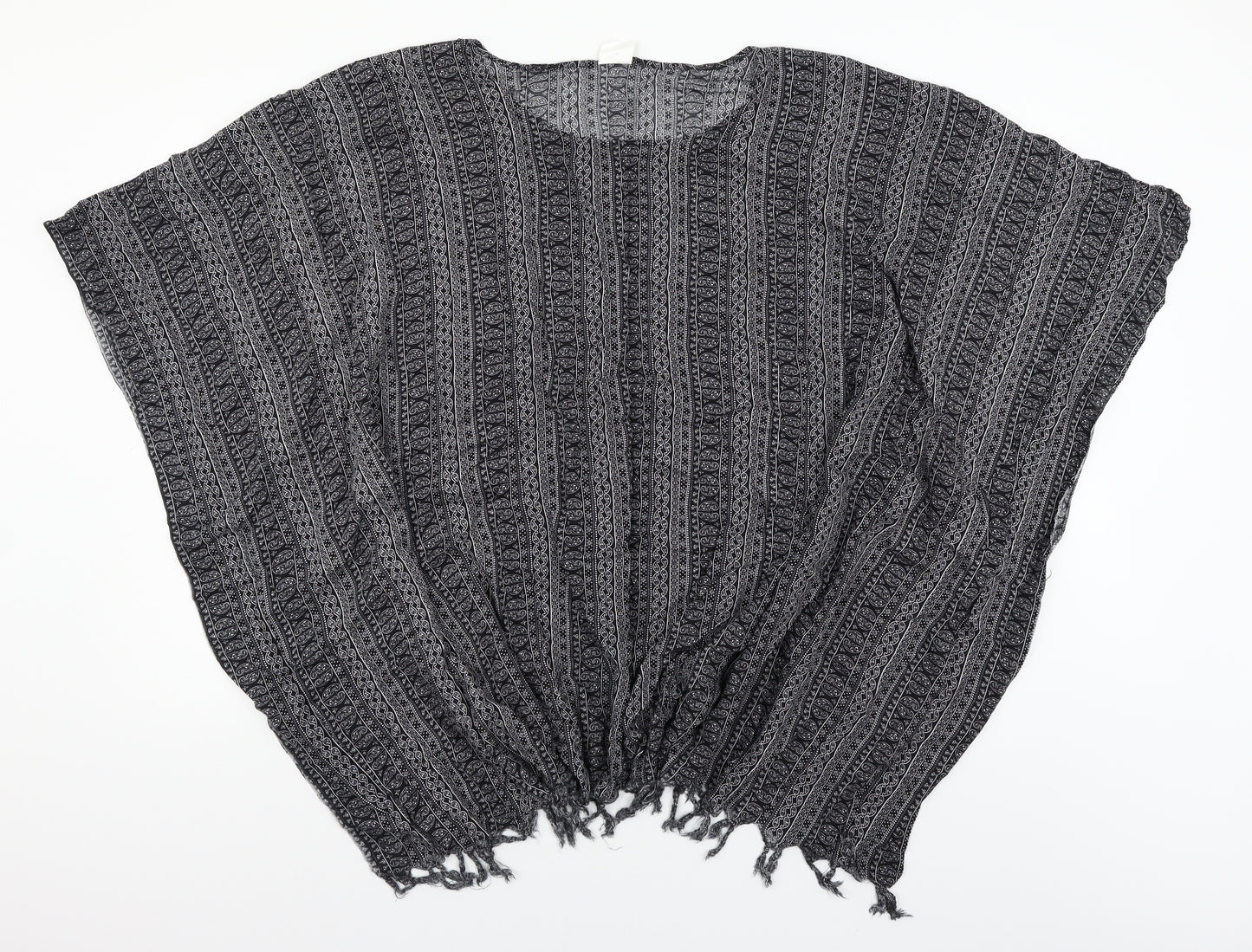 importador Womens Black Fair Isle   Poncho One Size