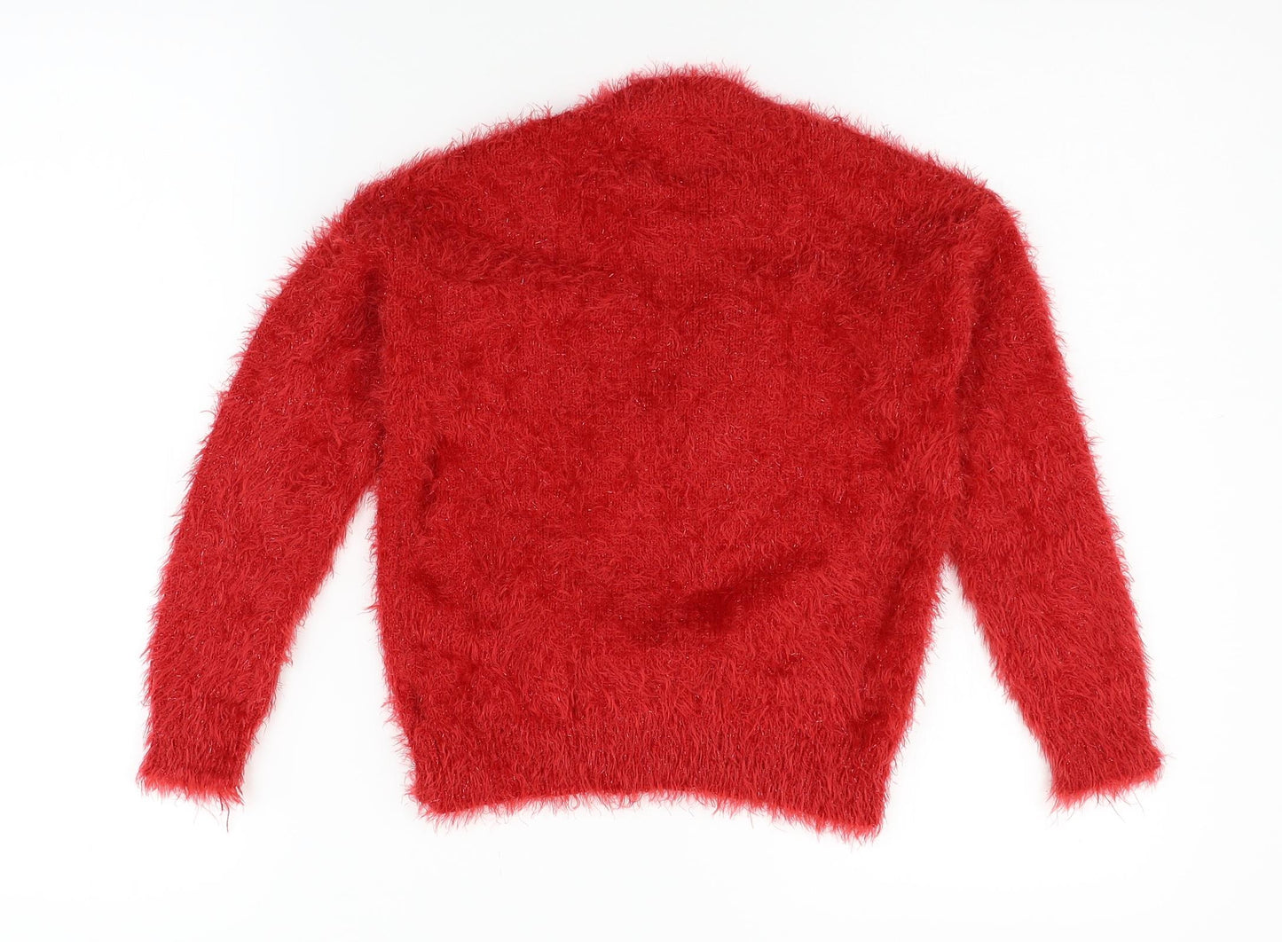 F&F Girls Red   Pullover Jumper Size 7-8 Years  - chrismas jumper, pom pom