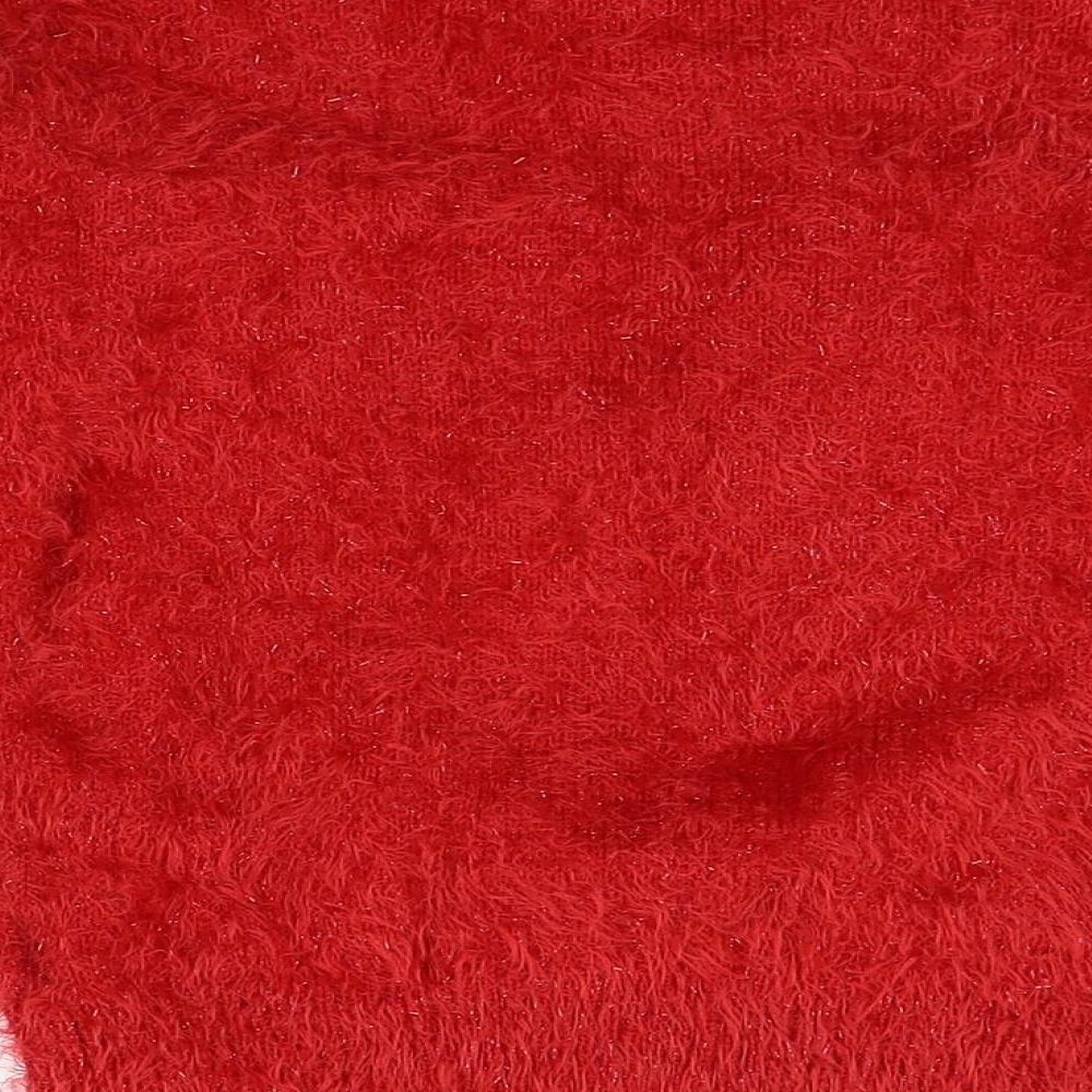 F&F Girls Red   Pullover Jumper Size 7-8 Years  - chrismas jumper, pom pom