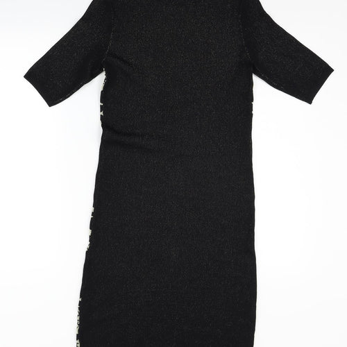 M&Co Womens Black Floral  Pencil Dress  Size 8