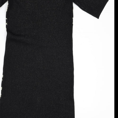 M&Co Womens Black Floral  Pencil Dress  Size 8