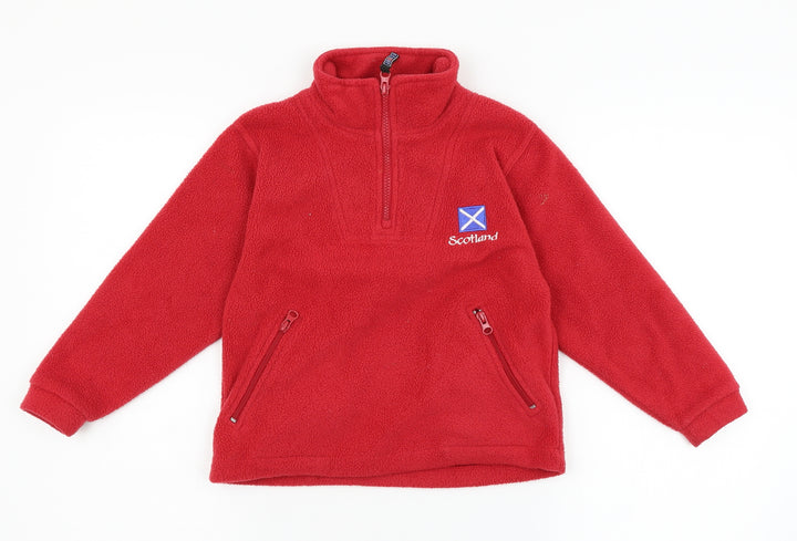 JERZEES Boys Red Henley Jumper Size 3-4 Years - Scotland