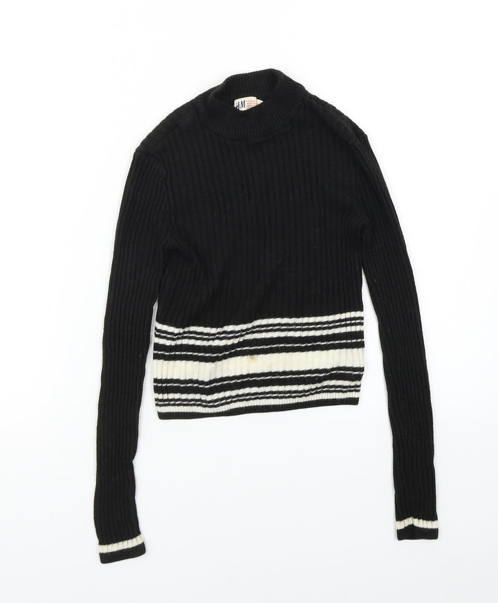H&M Girls Black Pullover Jumper Size 9-10 Years
