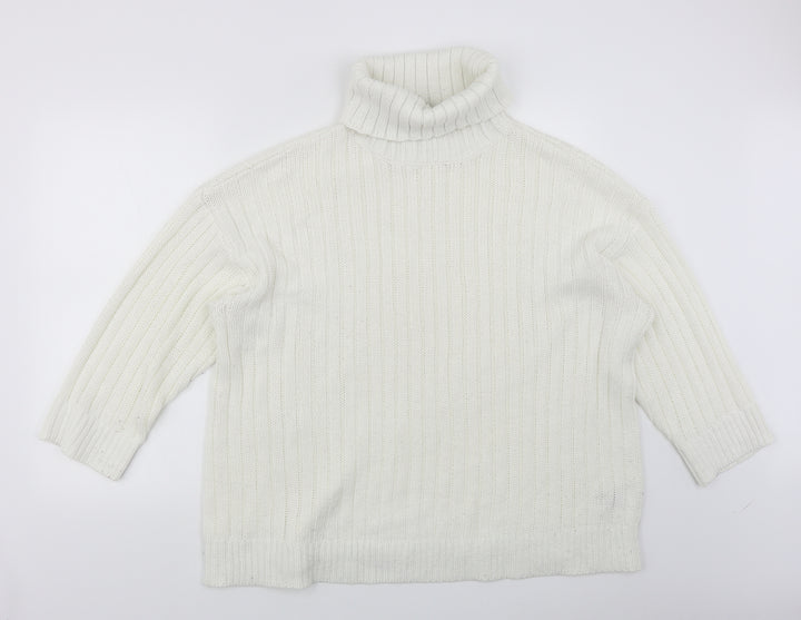 Divided Womens White Pullover Jumper Size L