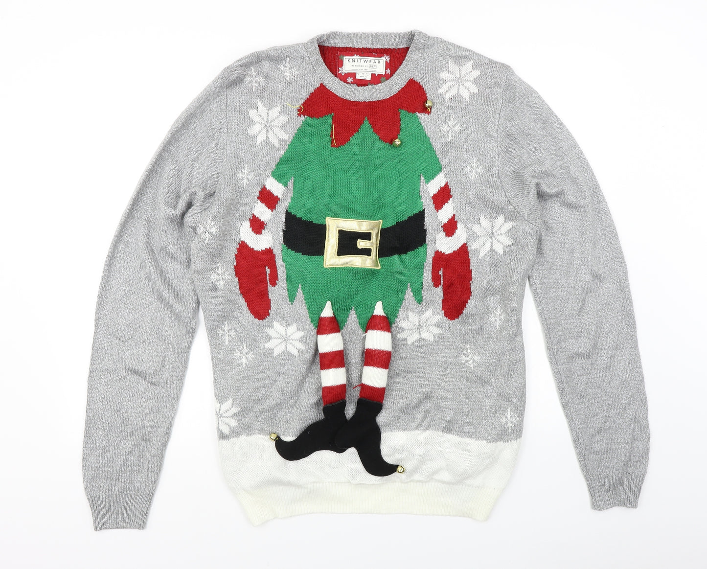 F&F Mens Grey   Pullover Jumper Size S  - Christmas Jumper