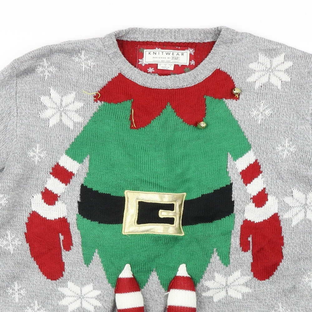 F&F Mens Grey   Pullover Jumper Size S  - Christmas Jumper
