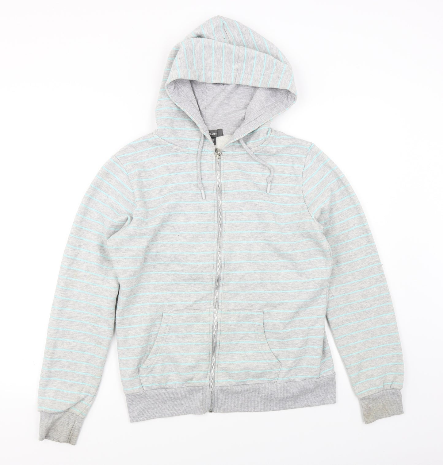 Primark Womens Grey Striped  Full Zip Hoodie Size S