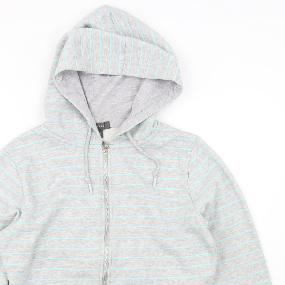 Primark Womens Grey Striped  Full Zip Hoodie Size S