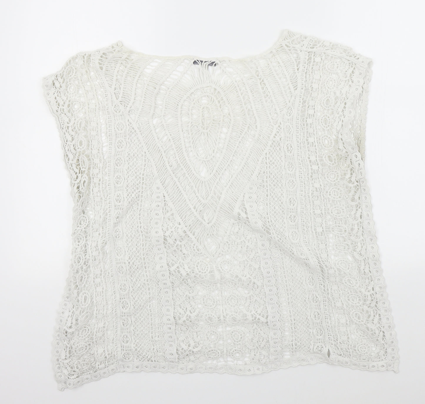 Peacocks Womens White Floral  Basic Blouse Size S