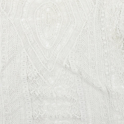 Peacocks Womens White Floral  Basic Blouse Size S