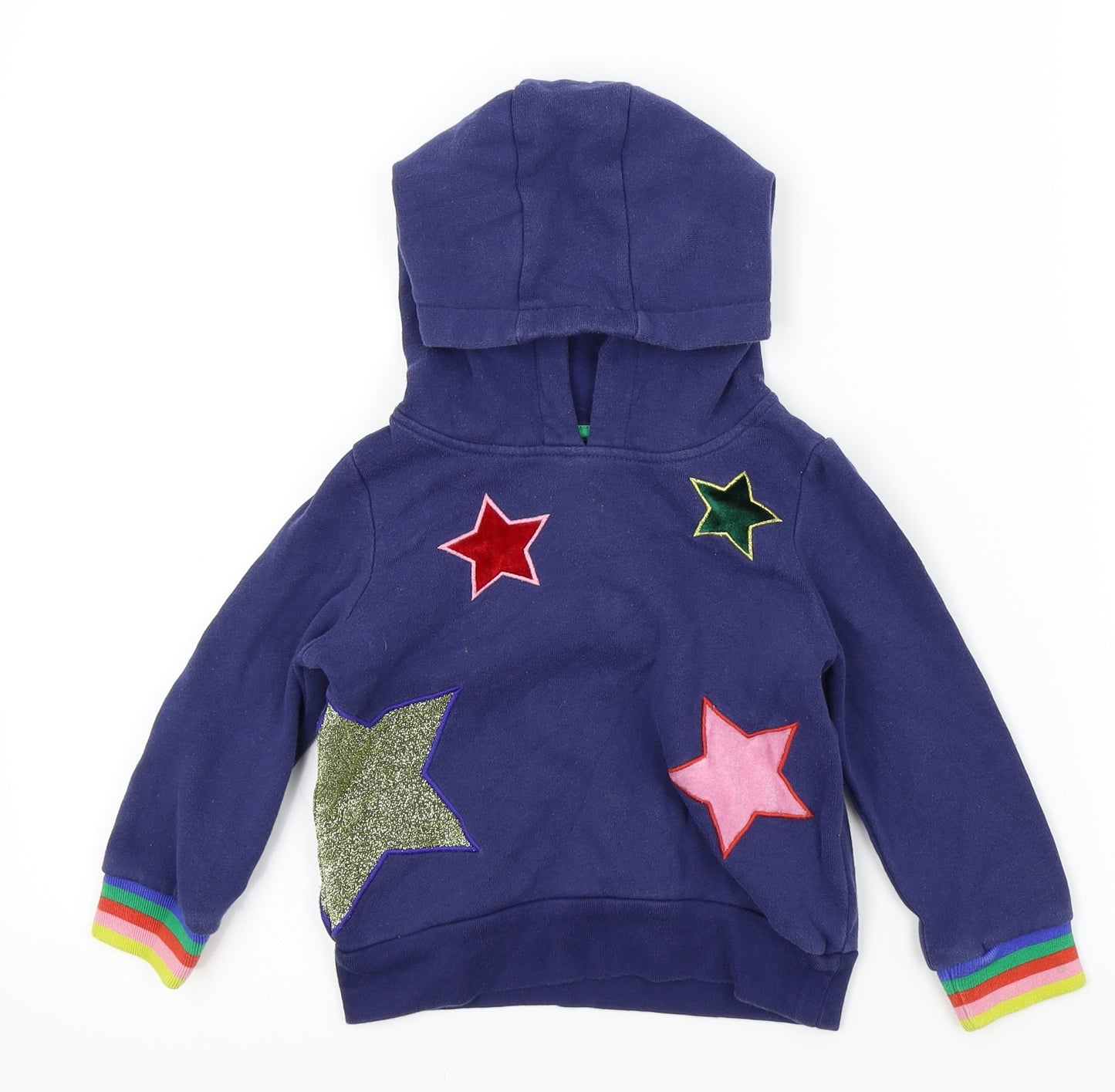 Pullover Girls Blue   Pullover Hoodie Size 2-3 Years  - stars