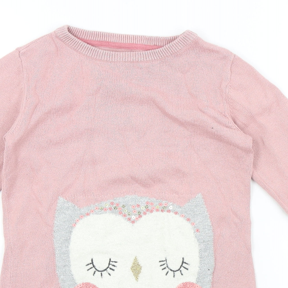 TU Girls Pink    Pyjama Top Size 5-6 Years  - owl