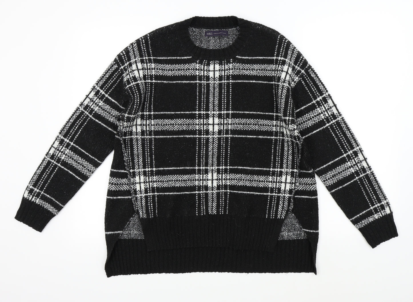 Marks & Spencer Womens Black Check  Pullover Jumper Size M
