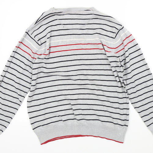 Cedar Wood State Mens Grey Striped  Pullover Jumper Size L