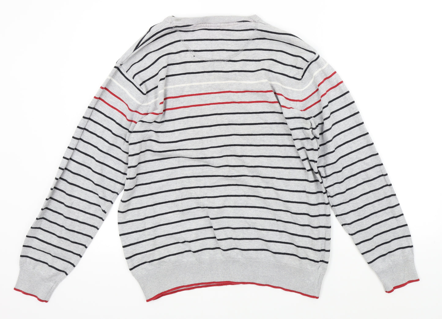Cedar Wood State Mens Grey Striped  Pullover Jumper Size L