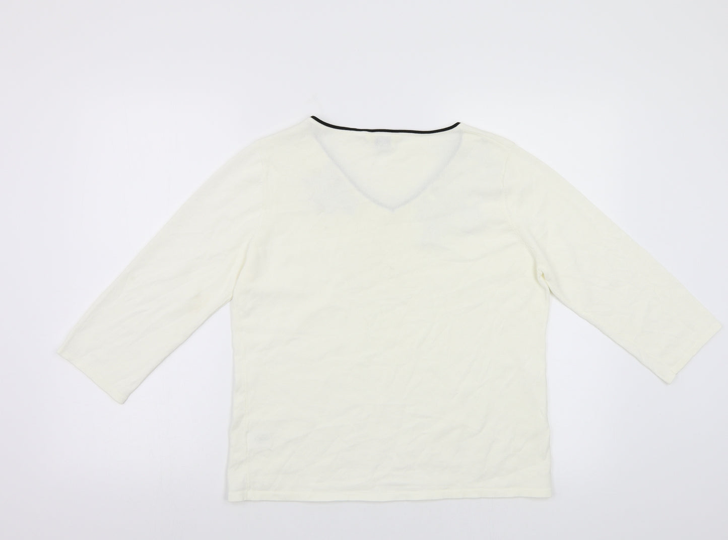 Classics Womens White   Pullover Jumper Size 14  - Embroidered