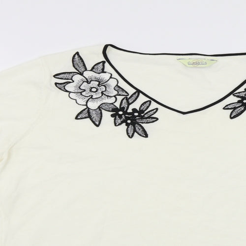 Classics Womens White   Pullover Jumper Size 14  - Embroidered