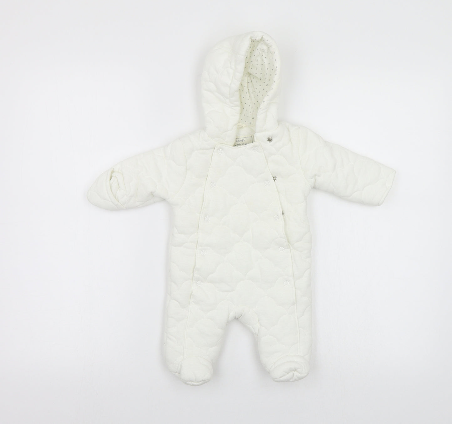 George Baby White   Coverall One-Piece Size 0-3 Months