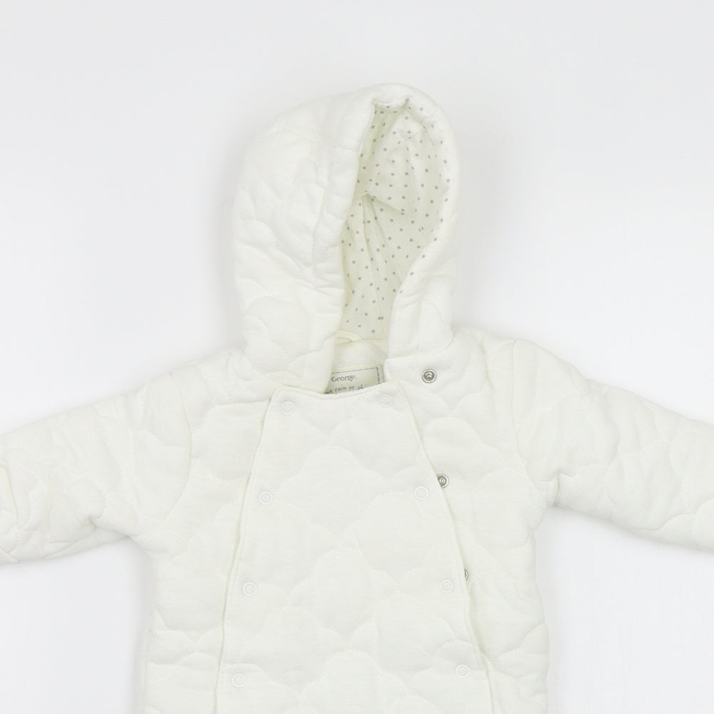 George Baby White   Coverall One-Piece Size 0-3 Months