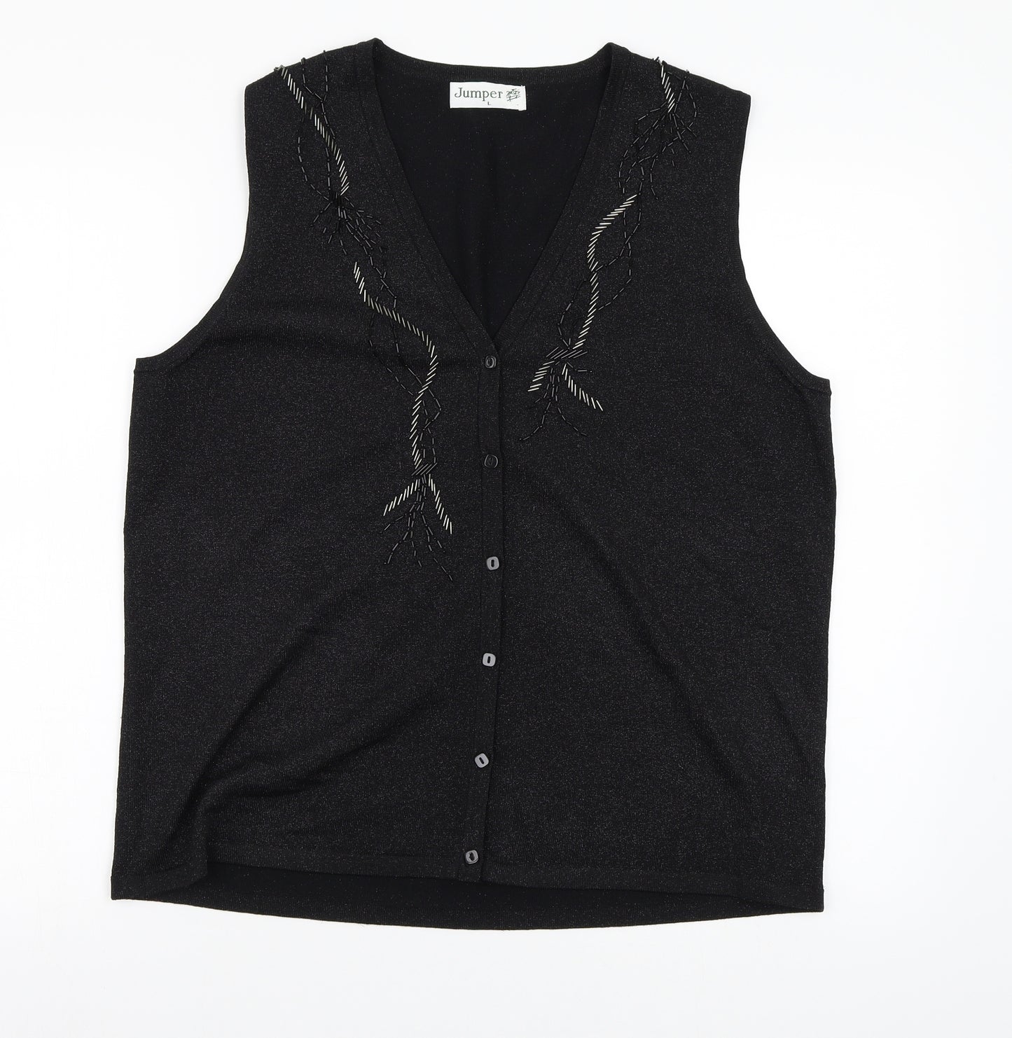 Jumper Womens Black   Cape Jumper Size 8  - Embroidered detail
