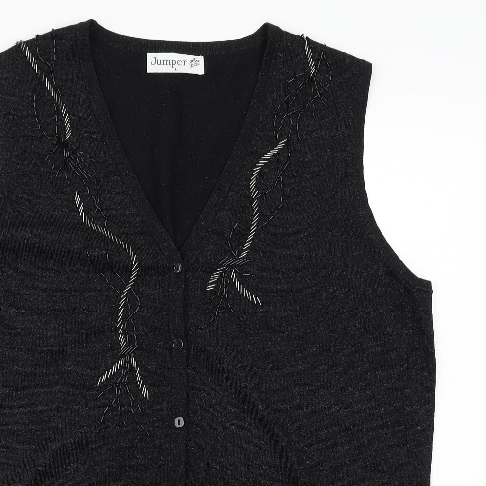 Jumper Womens Black   Cape Jumper Size 8  - Embroidered detail