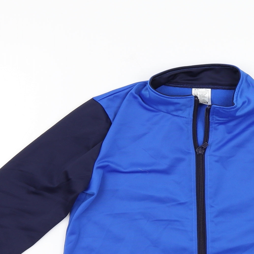 DECATHLON Boys Blue Houndstooth  Full Zip Hoodie Size 5-6 Years