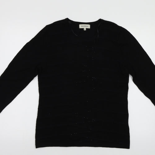BASSINI Womens Black  Jersey Pullover Jumper Size M  - Embroidered detail