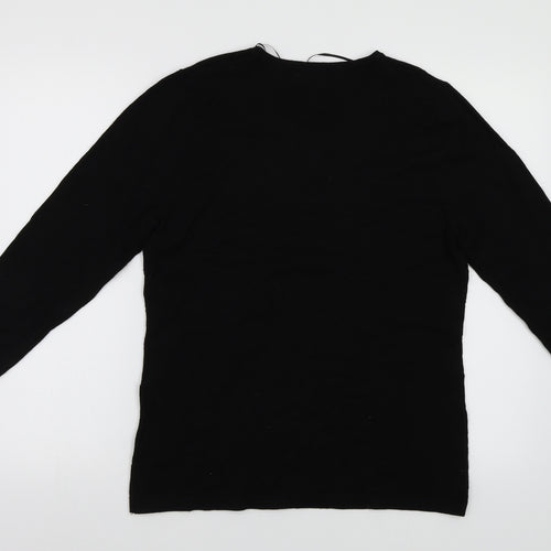 BASSINI Womens Black  Jersey Pullover Jumper Size M  - Embroidered detail