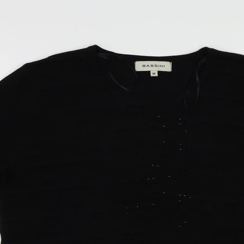 BASSINI Womens Black  Jersey Pullover Jumper Size M  - Embroidered detail