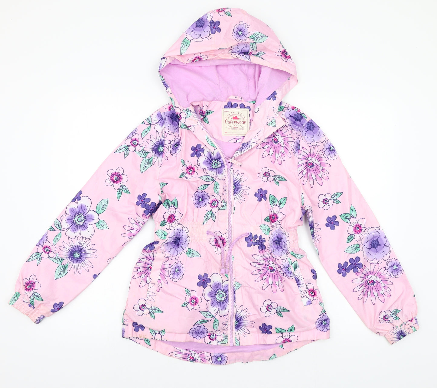 George Girls Pink Flecked  Rain Coat Coat Size 11-12 Years