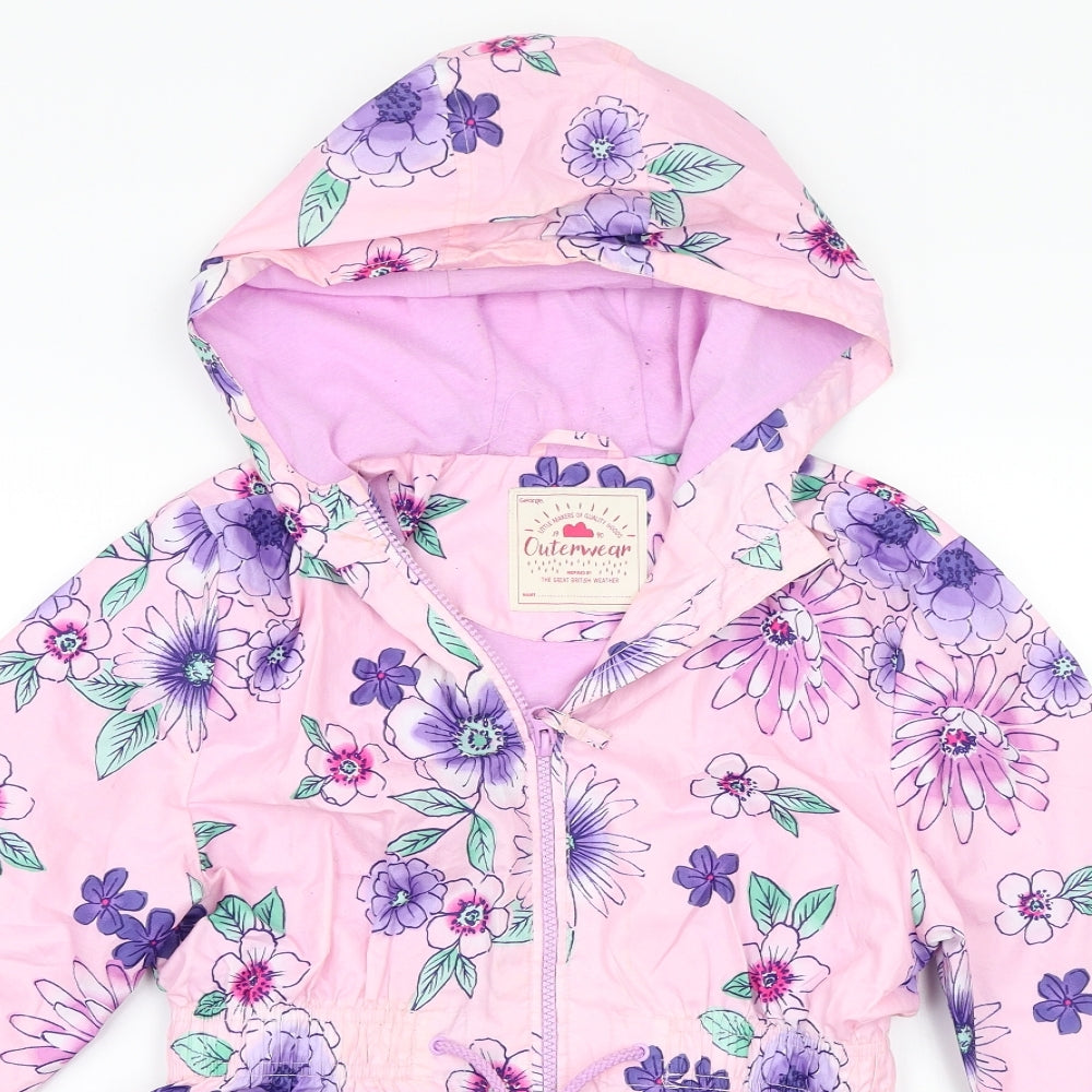 George Girls Pink Flecked  Rain Coat Coat Size 11-12 Years