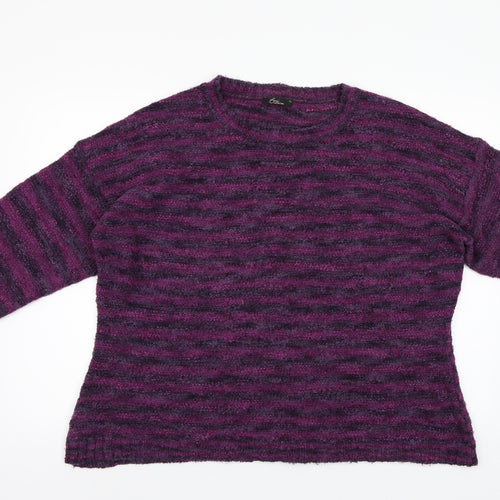 BM Collection Womens Purple Striped  Pullover Jumper Size XL