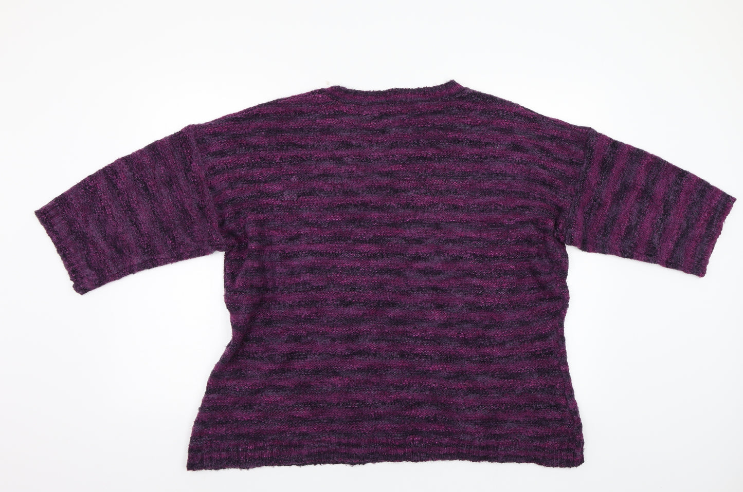 BM Collection Womens Purple Striped  Pullover Jumper Size XL