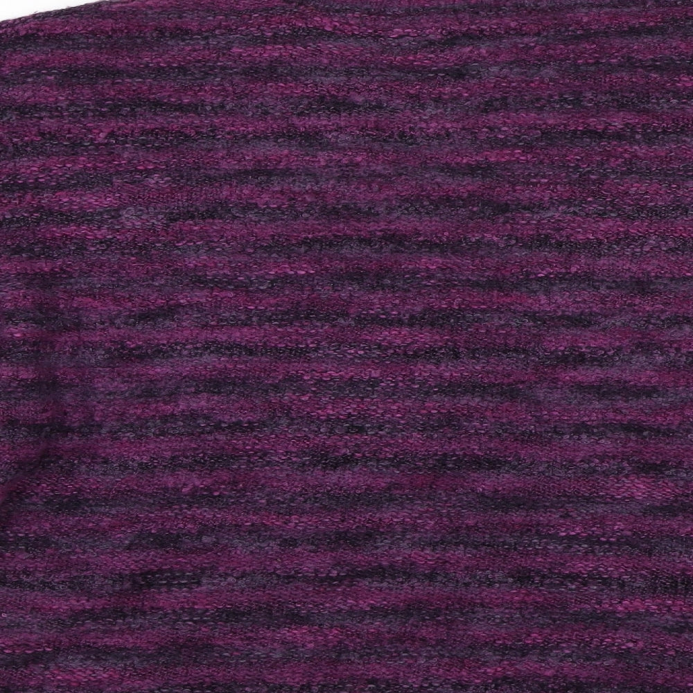 BM Collection Womens Purple Striped  Pullover Jumper Size XL