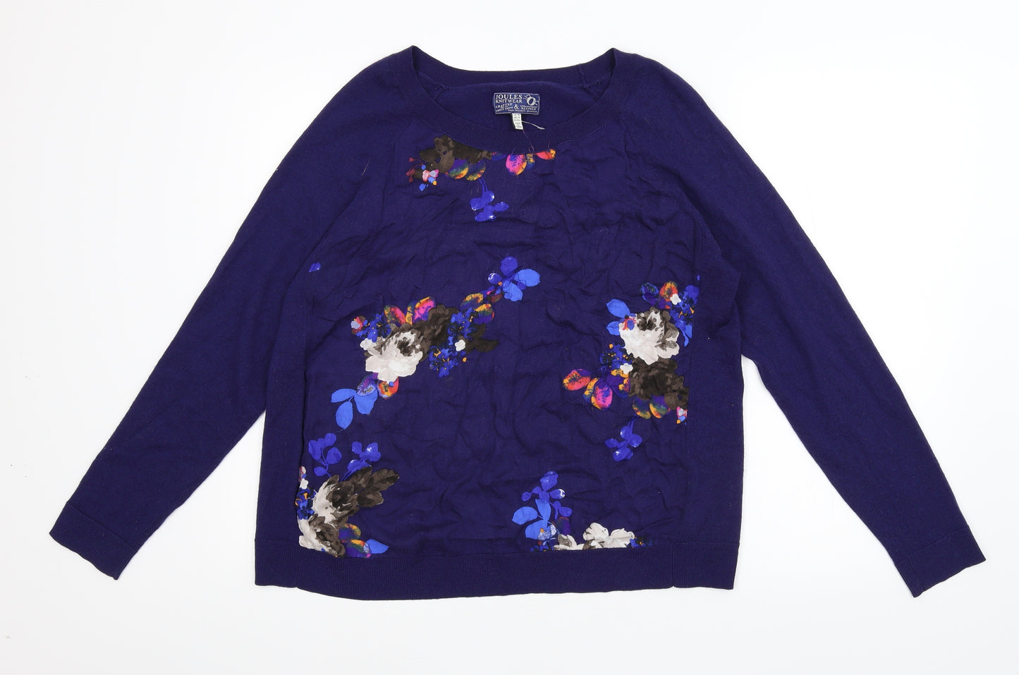 Joules Womens Blue Floral  Pullover Jumper Size 16