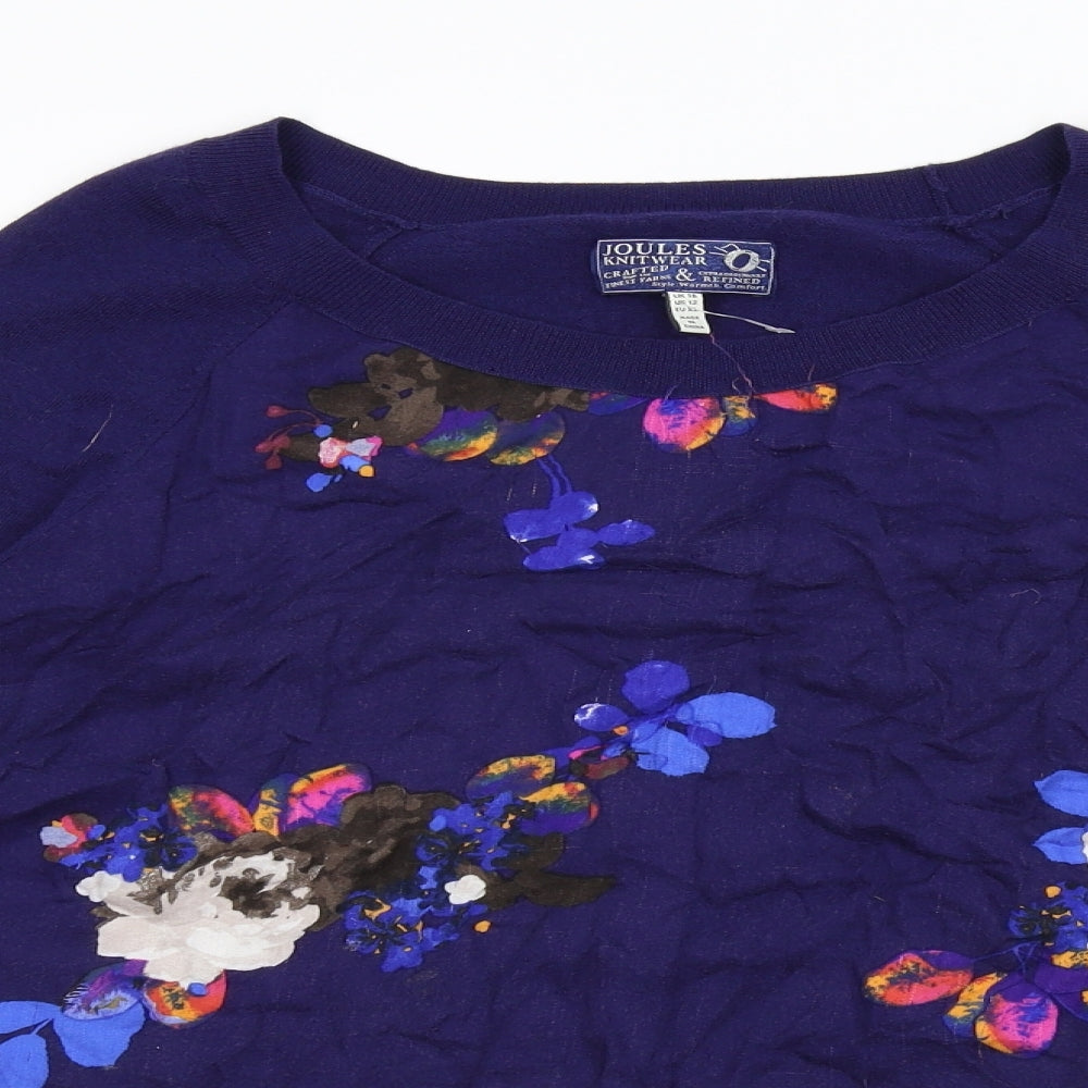 Joules Womens Blue Floral  Pullover Jumper Size 16