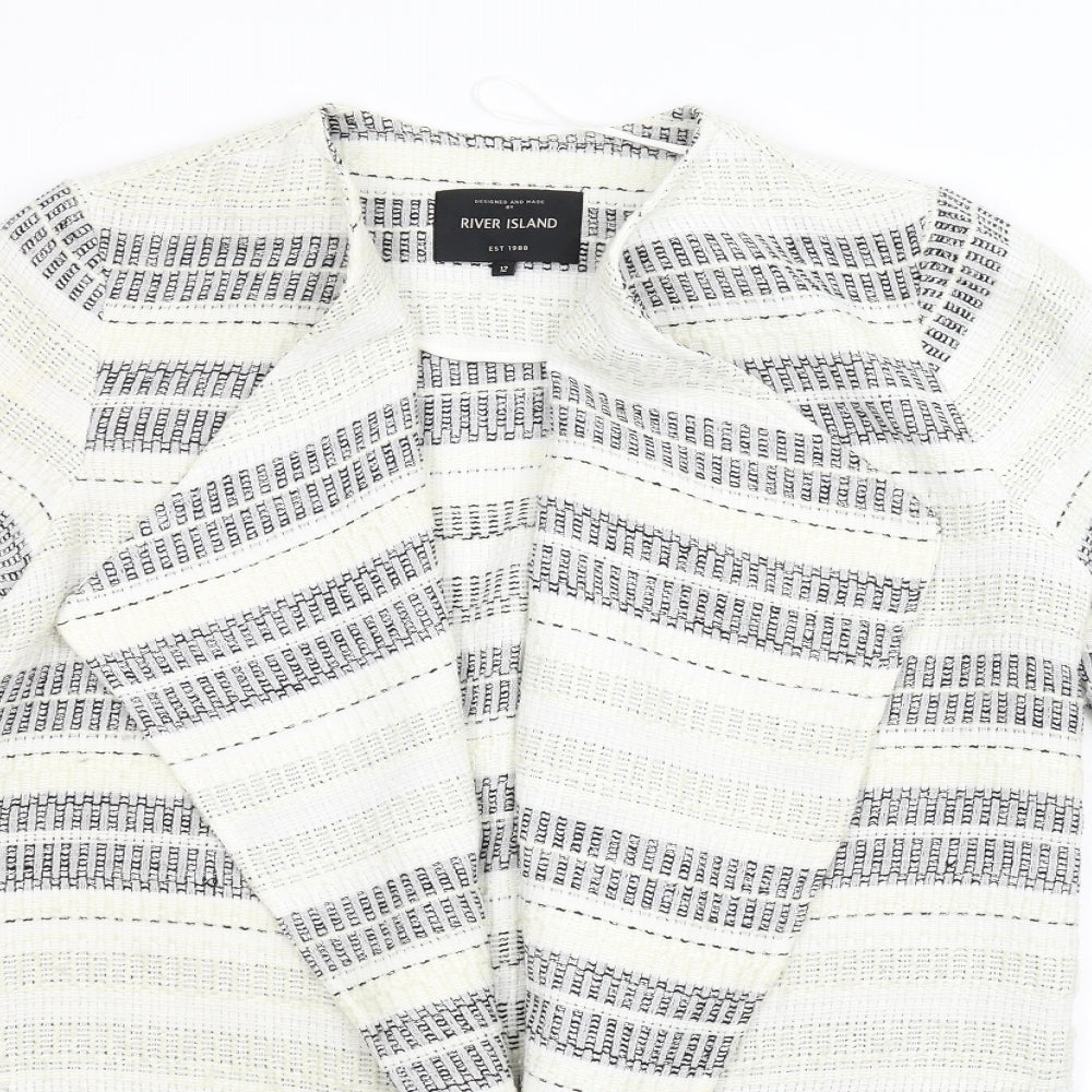 River Island Womens Black Striped  Cardigan Jumper Size 12