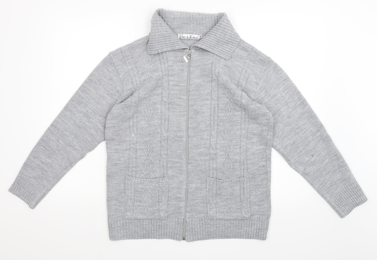 Pure & Natural Womens Grey   Cardigan Jumper Size XL