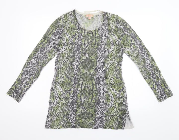 Gharani Strok Womens Green Animal Print  Jumper Dress  Size S