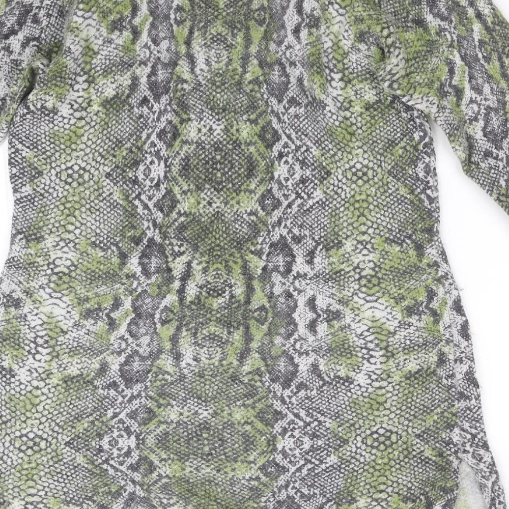 Gharani Strok Womens Green Animal Print  Jumper Dress  Size S