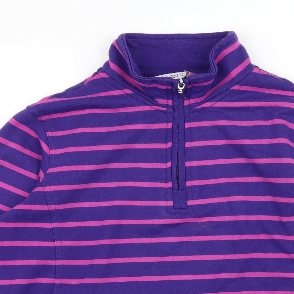 pick a berry Womens Purple Striped Jersey Pullover Sweatshirt Size S