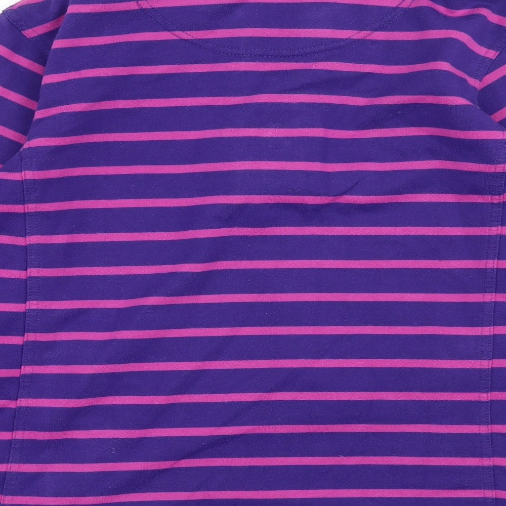 pick a berry Womens Purple Striped Jersey Pullover Sweatshirt Size S