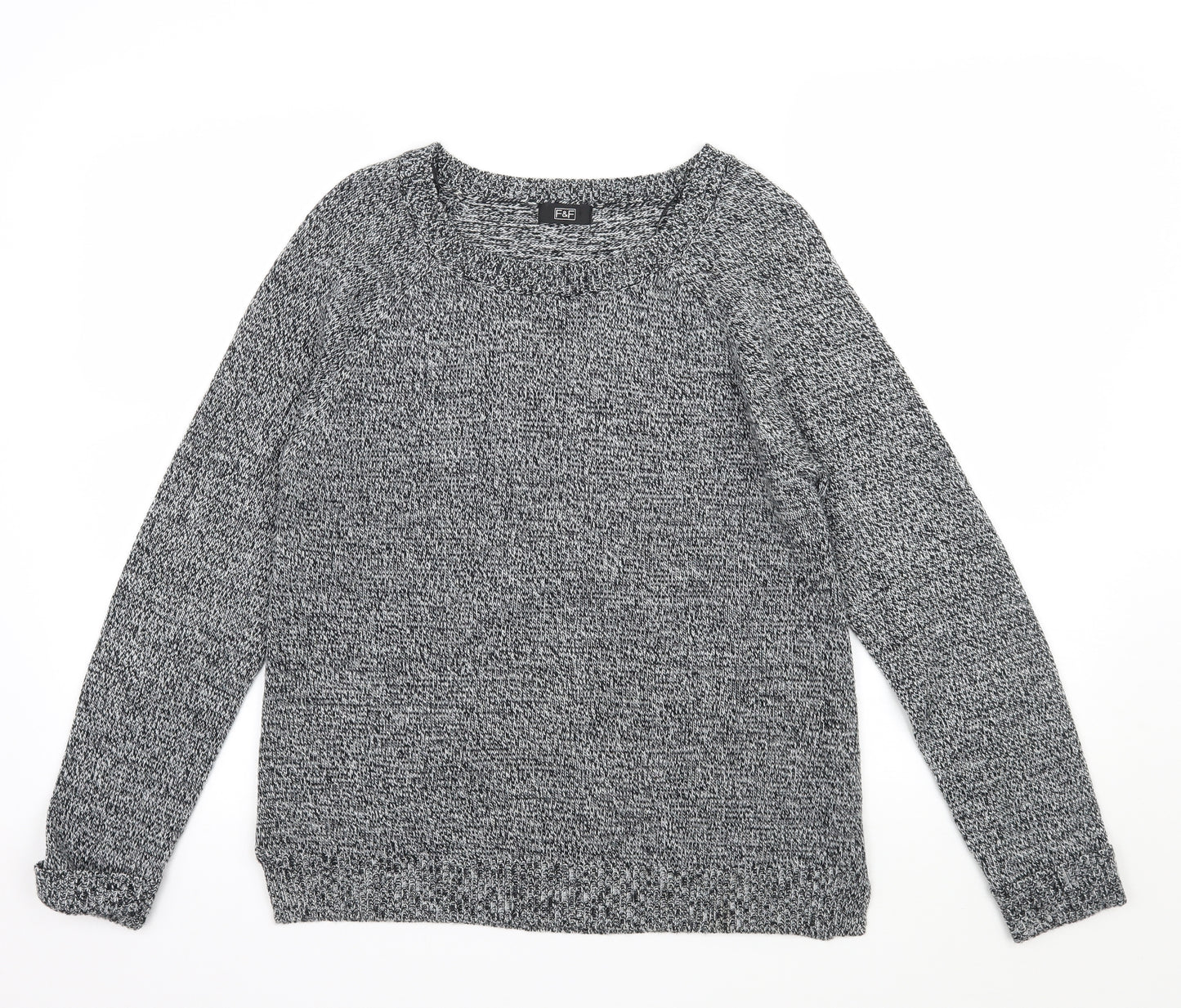 F&F Womens Grey  Knit Pullover Jumper Size 12