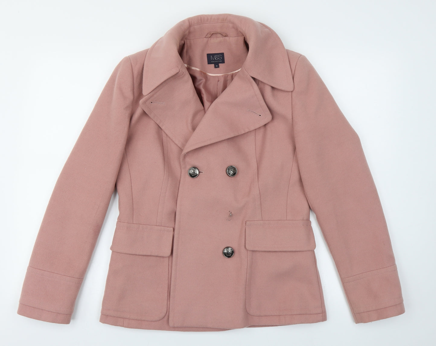 M&S Collection Womens Pink   Pea Coat Coat Size 10