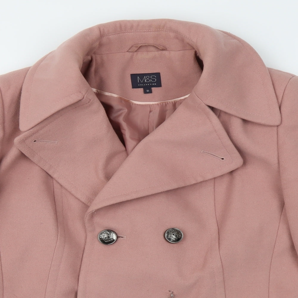 M&S Collection Womens Pink   Pea Coat Coat Size 10